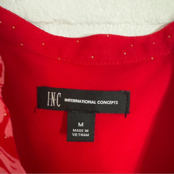 INC International Concepts Red Floral Belted Maxi Dress - Size M - Picture 3 of 6